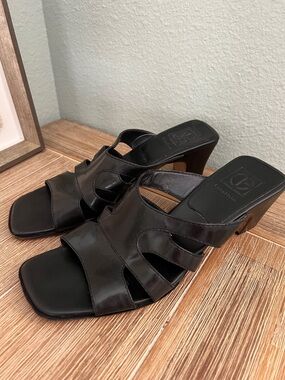 Cole Haan Black Leather Slide Mules